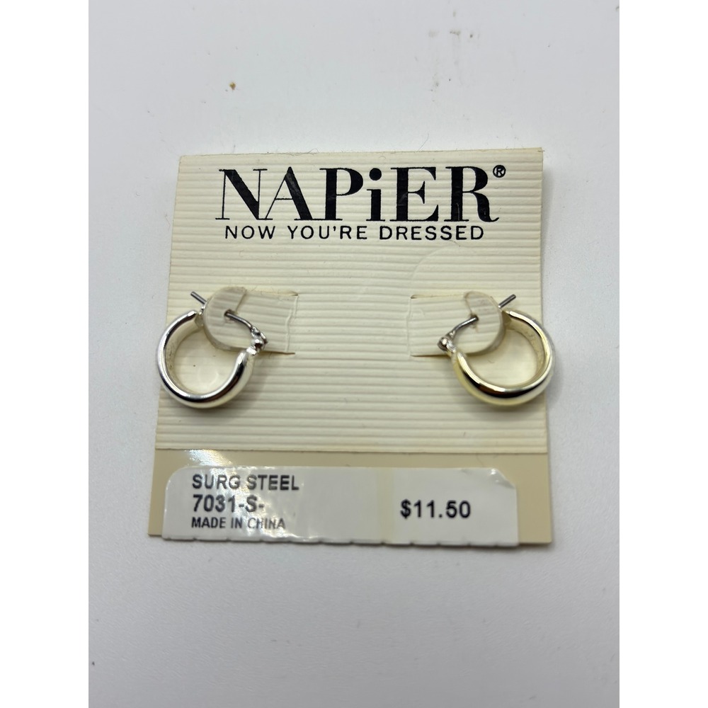 Napier Clip On Earrings Women OS Silver Silvermoon Rope Detail Hoops 1287399